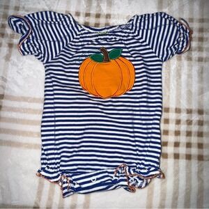 Classic Whimsy Kids Pumpkin Applique Romper 6M Halloween Fall